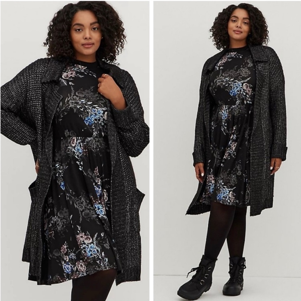 TORRID CARDIGAN - BLACK Size 0(L-10)